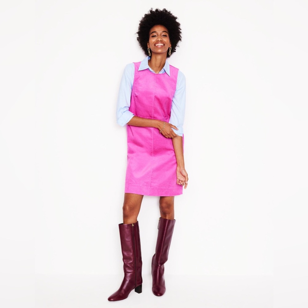 Boden Pia Cord Shift Vibrant Pink Dress Sz 8 Barbiecore Mini Sleeveless Textured - Picture 2 of 11